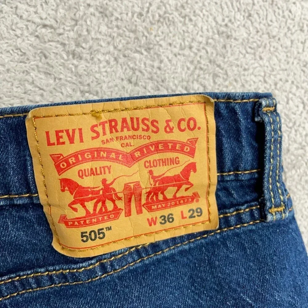 Levis 505 Mens Straight Fit Jeans W36 L29 Dark Wash Denim M0114